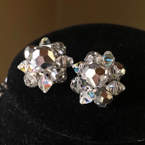 Vintage Silver Grey AB Necklace & Clip Earring Set - Picture 6 of 6